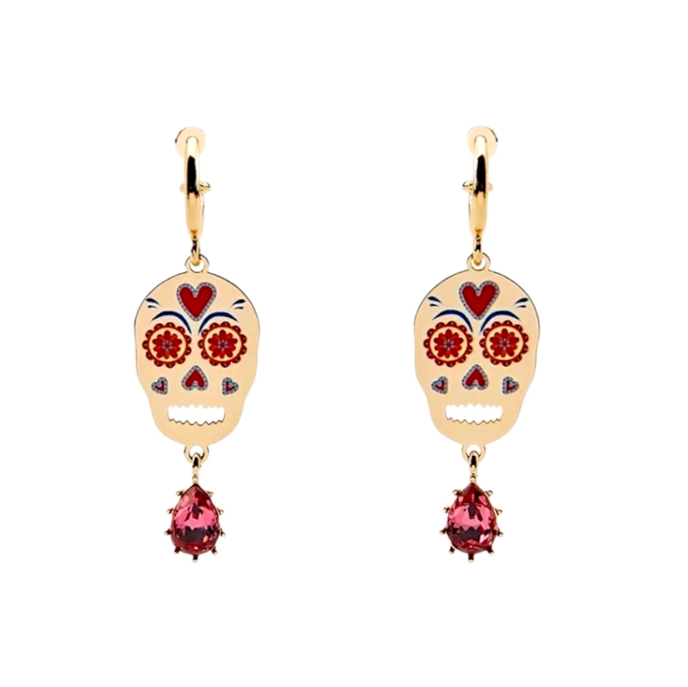 ZARA Enameled Skull Jewel Earrings